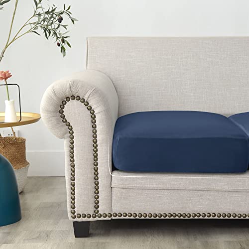 Housse de coussin en velours bleu marine extensible pour fauteuil