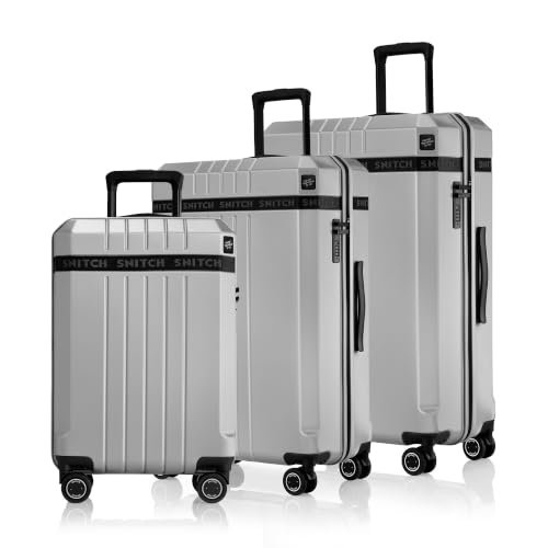 Image of SNITCH VITTO 3-Piece Set Light Grey Polycarbonate Hard Travel Suitcase - Trolley Bags for Travelling Set of 3 & Luggage with 8 Wheels, Premium Lock, Wet Pouch & Free Shoe Bag
