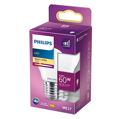 PHILIPS BOMBILLA ESFERICA LED E27 6,5W 806Lm 2.700k LUZ CALIDA