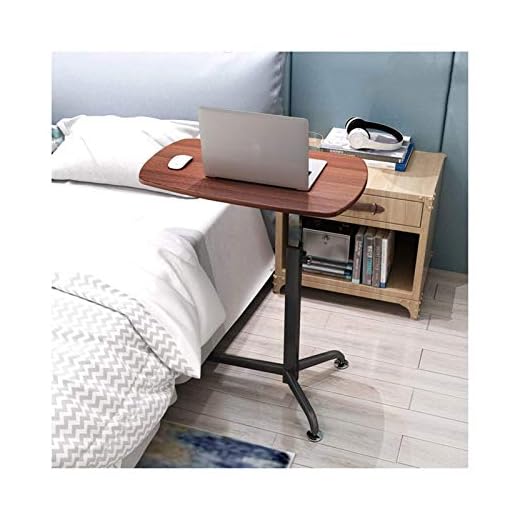 PAKUES-QO Sängbord, lätt att montera, mobilt skrivbord med justerbar höjd det kan användas i sovrummet, vardagsrummet, säng omvårdnad hem sängbord laptop överbäddsbord (färg: trä)