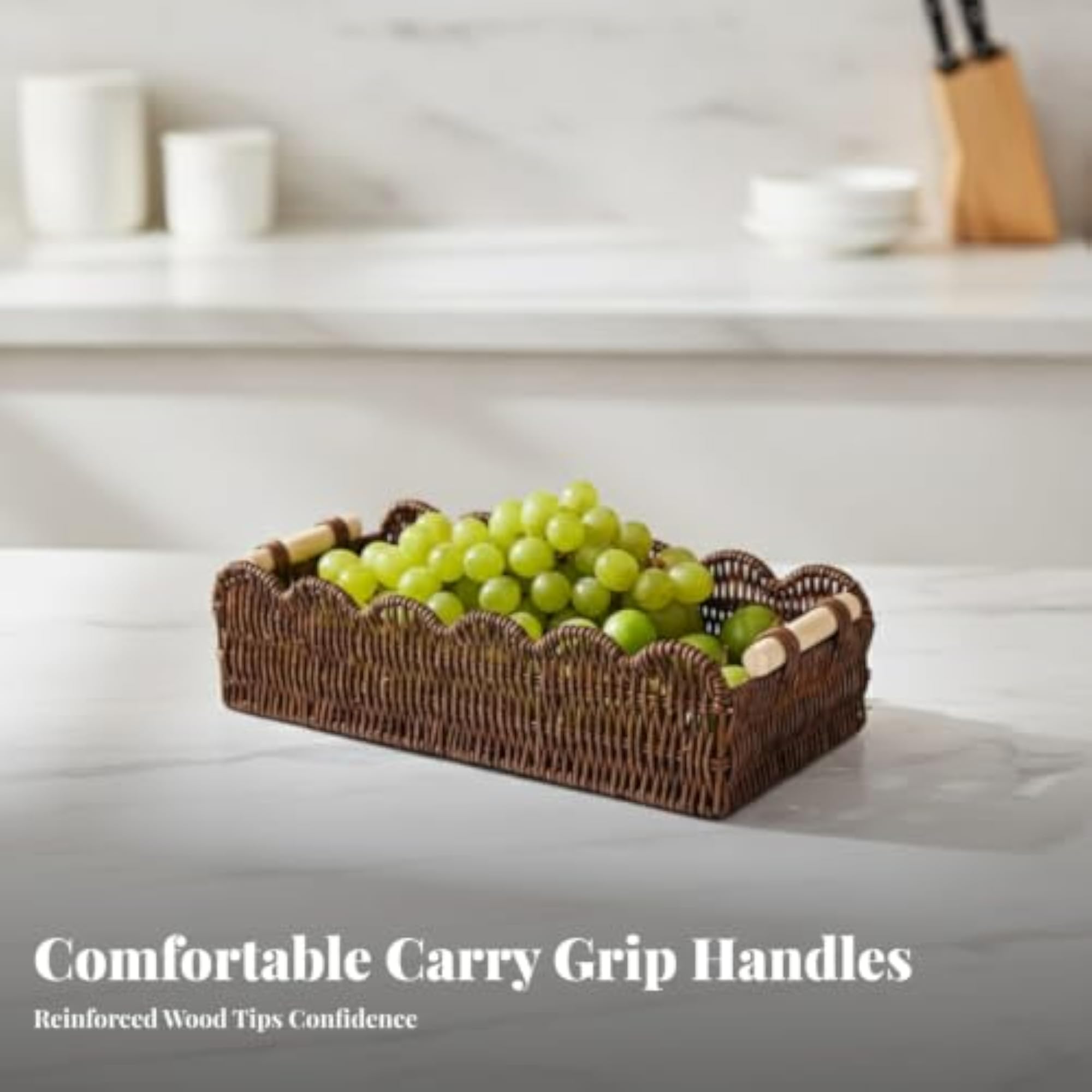 Multipurpose Rattan Style Tray, Lightweight Design