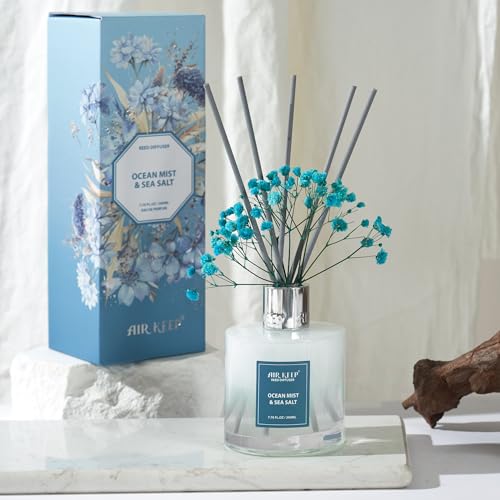 Image of Airkeep Reed Diffuser Set /Ocean Mist&Sea Salt /6.76 fl oz(200ml) /1 Pack /Home & Office Decor Aromatherapy Diffuser Oil Gift Set
