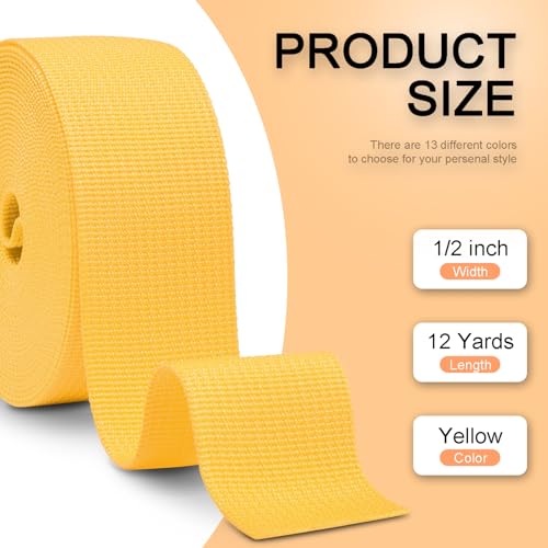 Image of CooBigo 12 Yards Webbing 1 inch & 1.5 inch & 2 inch Polypropylene Webbing Strap 1 Inch 1.5 Inch 2 Inch Wide Webbing Strapping for Bags /Lawn Chair /Pool Solar Cover DIY Crafting