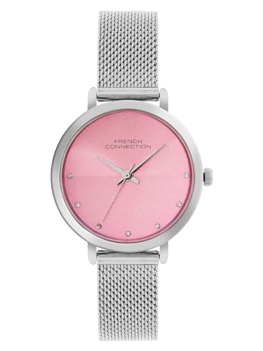 French Connection | Analog Pink Dial | Silver Stainless Steel | Watch for Women - FCN049A