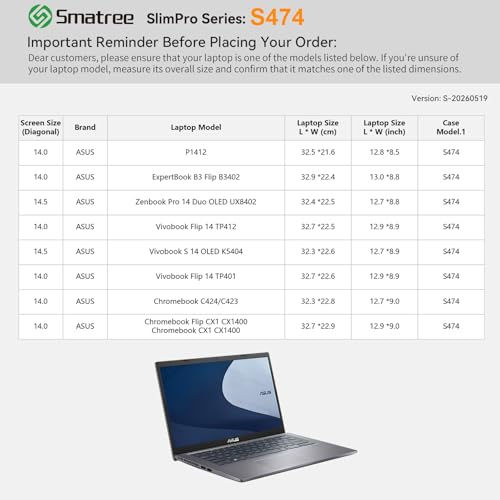 Image of Smatree SlimPro Laptop Case for 14 inch ASUS ExpertBook B3 Flip B3402