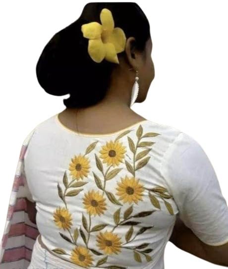 Pure Cotton Woman Blouse Sun Flower Design-picture-27