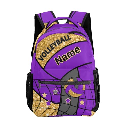 Gold Purple Volleyball School Backpack Waterproof Shoulder Bag for Sport Training Competition Gift