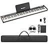 88 Key Weighted Folding Keyboard,Full Size Electric Piano Keyboard 88 Keys with for Beginners,Portable Case,Sustain Pedal,Black and White,Digital Piano Carry Bag,Note Sticker,Holder,Headphone