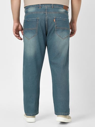 Image of Urbano Plus Men's Straight Fit Mid Rise Washed Jeans Stretchable