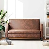 Keeushr Ledercouch Sofa 2 Sitzer in Wildleder Optik Braun mit Massivholzgestell und bequemer Schaumstoffpolsterung für stilvolle Inneneinrichtung