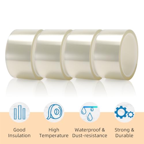 Image of 4 Rolls Clear Heat Tapes, 50mm x 33m(108ft) | Sublimation Tape for Heat Press, Wide Thermal High Temperature Tape for Soldering, Printing, Painting, Circuit Board