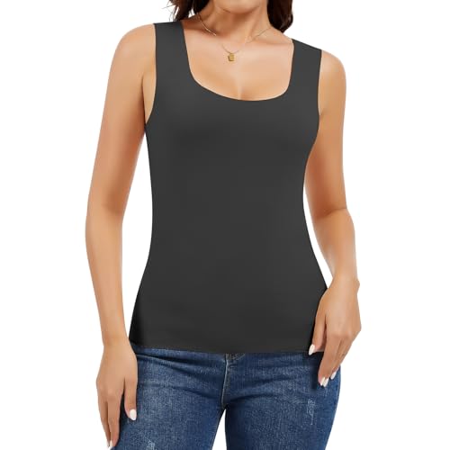 JOYSHAPER Thermal Tank Tops Women Underwear Tops Sleeveless Undershirt for Women Cotton Camisole Warm Base Layer Thermal Vests Dark Gray XL