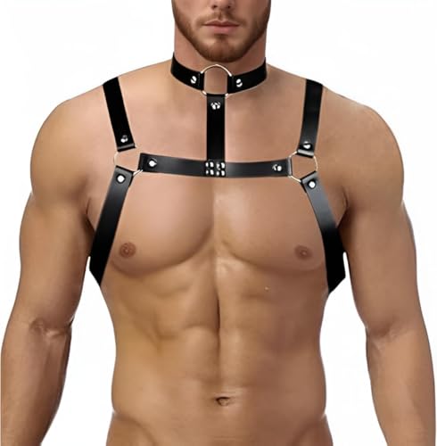 Men's Chest Harness – Gothic Punk Corset Belt with Shoulder Straps for Roleplay, Nightclub, Bar Parties & Masquerade Tough Guy Adjustable Stylish Black Breastplate for Bold Looks