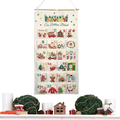 Calendrier de l'Avent de Noël en tissu pour habiller votre cheminée et salon