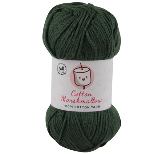 Image of NESTNHAVEN Cotton Marshmallow 100% Cotton Yarn - (50 g, 130 m) - Luxury Yarn for Crochet, Amigurumi, Embroidery, Toys, Garments, Flowers and Hobby Projects (Deep Green)