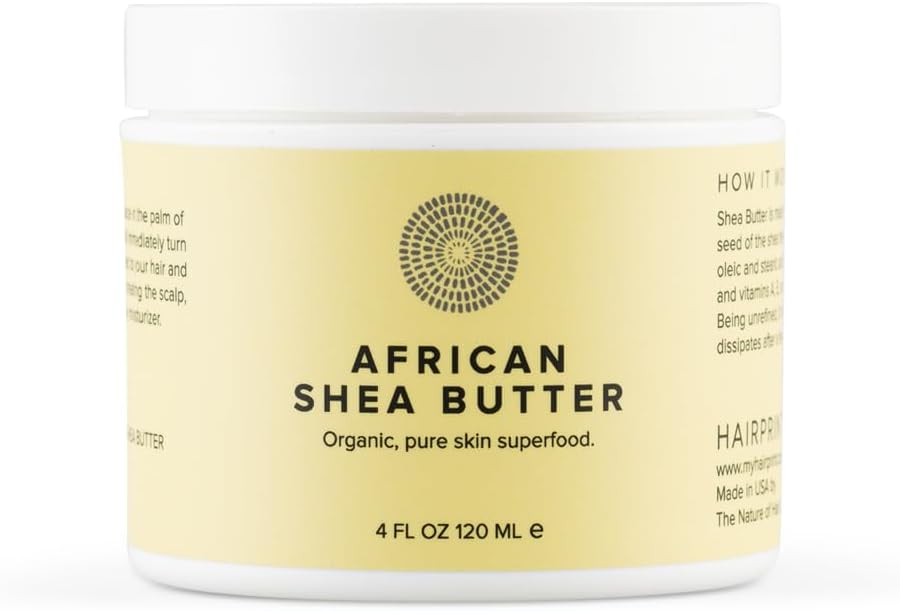 Hairprint African Shea Butter | Nourishing Face, Skin & Scalp Treatment | Pure Shea Oil from Vitellaria Paradoxa | Unrefined, Dye-Free, Non-Toxic (4 Fl Oz)