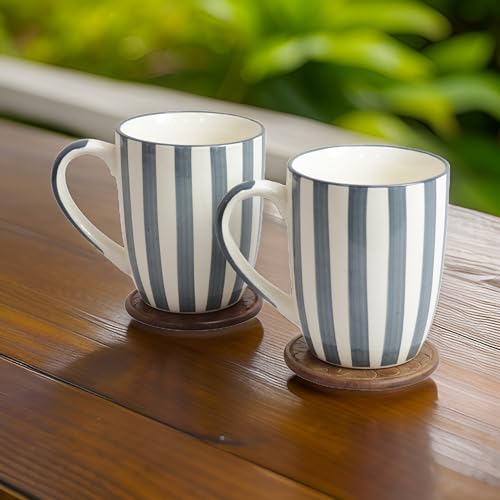 Image of Saras Aajeevika 2 Pc Handmade Ceramic Large Coffee Mug - 400ml |Jumbo Milk Mugs for Gifts Tea Cup Set Kitchen Dining - Mircowave & Dishwasher Safe Ideal for Daily Use & Wedding Return Gift Items