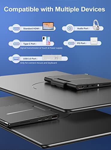 Portable Monitor Touchscreen Kickstand, 15.6" Freestanding Touch Usb C Monitors, 2000:1 Contrast Ratio 1080P 100% Srgb Ips External Screen With Hdmi Type C Trave Display For Laptop Pc Phone Ps4 Xbox #TOP5