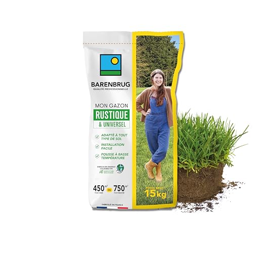 Barenbrug - Gazon Rustique & Universel - Adapté Tous Sols - Installation Facile et Rapide - Pousse à Basse Température - Engrais Compatible Agriculture...