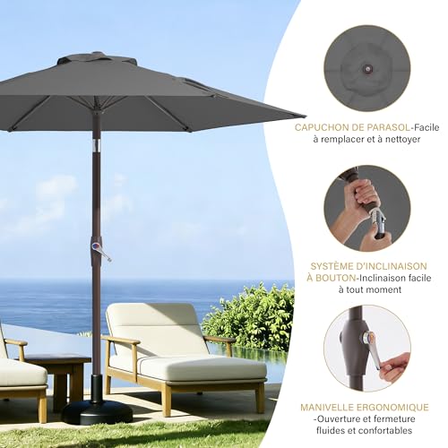 Parasol Jardin 2,3 m UPF 50+ Manivelle Palawano