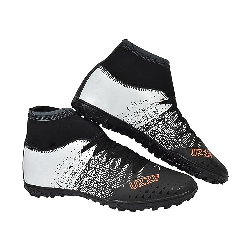 Chuteira Society Botinha Nova Cano Alto Grama Sintética Meião Relógio Uzze Sport (Azul, 35)