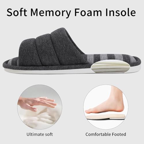 Image of shevalues Open Toe House Slippers for Women Men Memory Foam Bedroom Shoes