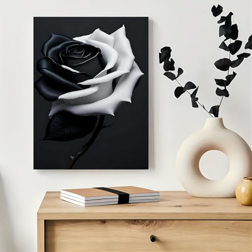 Motif abstrait de rose décoration murale moderne affiche salon noir et blanc