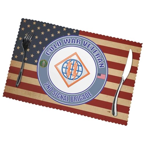 US Army Cold War 2nd Signal Brigade Veteran Plate Mat 6-Piece Set 12x18 Inches