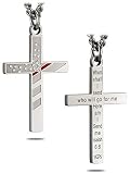 Men's Stainless Steel Flag Cross with Thin Red Line Necklace - Isaiah 6:8