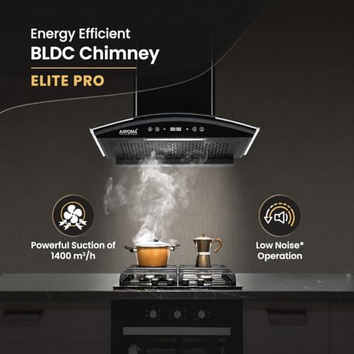 Image of Elite Pro 60cm Straight Box Kitchen Chimney | No Core Cutting | Dual LED Lights with Motion Gesture & Touch Control | Black