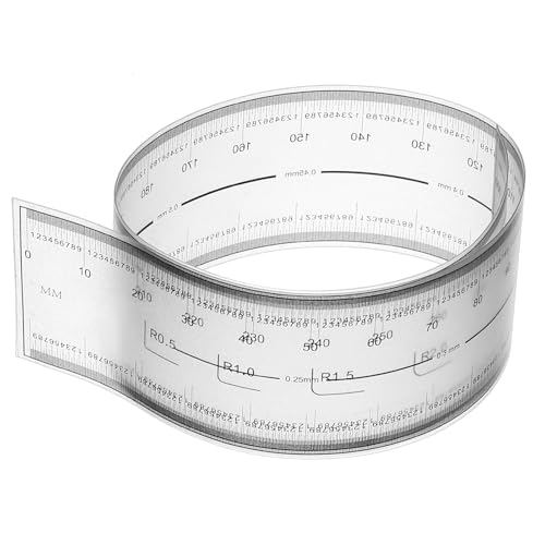 PATIKIL フィルムフレキシブル定規 30 cm 0.1 mm R角度と幅の線付きスケール 透明PETプラスチック ソフト折りたたみ ストレート定規 工場用 半透明 1個