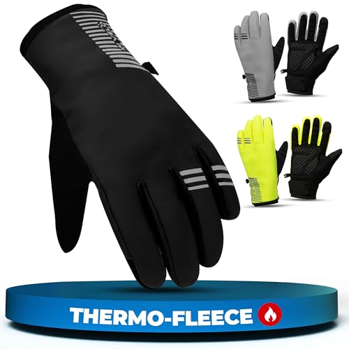 MIVELO Winterhandschuhe Winddicht & wasserfest - Warme Handschuhe mit 3M-Isolierung für Damen & Herren - Fahrradhandschuhe mit Touchscreen-Funktion - rutschfest & atmungsaktiv (Schwarz, L)