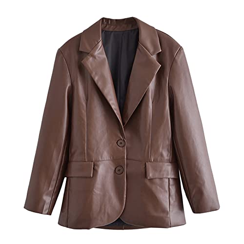 Veste blazer en cuir femme coupe tailleur structurée aux finitions haut de gamme