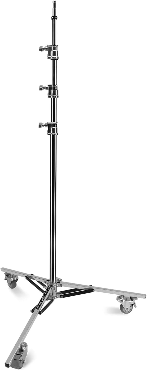 PROAIM Baby 5/8” Jr. Triple Riser Roller Stand w Wheels for Studio, Photography. Payload up to 14kg/30lb. Maximum Height: 147" (TP-JW03-01)
