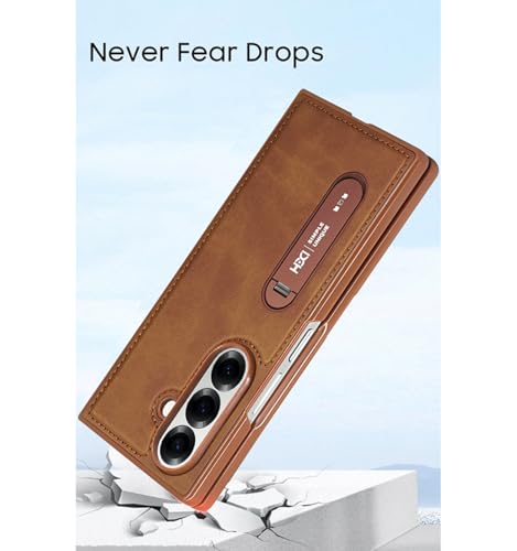 Image of BOUNCEBACK Vegan Leather Back Case Cover for Samsung Galaxy Z Fold 7 5g | Metal Kickstand Back Case Cover for Z Fold7 - (Black)