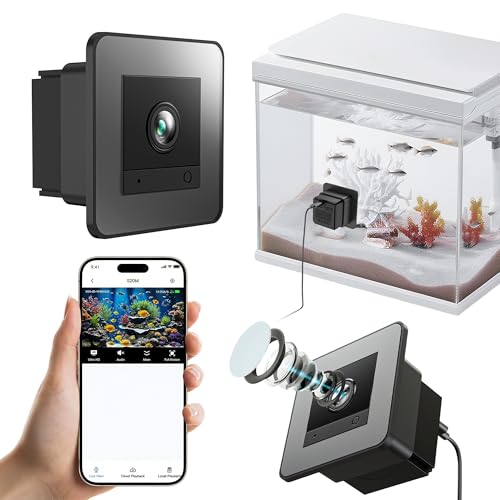 MEDAMOC Aquarium Camera, 2K HD Glass Fish Tank Camera Two-Way Audio Night Vision Window Security Monitoring for Fish Reptiles Pet