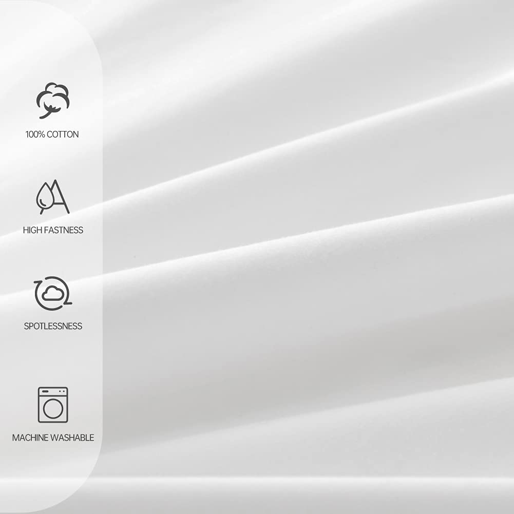 Simple&Opulence 100% Cotton Sheet Set Ruffle- 4Pcs (1 Flat Sheet 1 Fitted Sheet 2 Pillowcases) Bed Sheets Soft French Country Shabby Chic Vintage Bedding Set Aesthetic Farmhouse (White, Full)