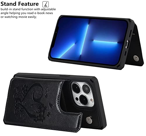 Étui portefeuille iPhone 13 Pro Max étui à rabat cuir gaufré