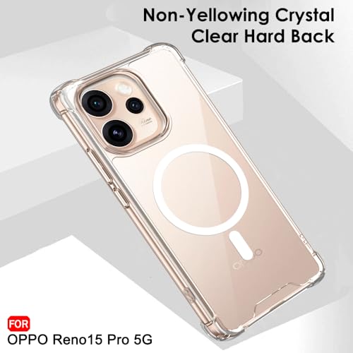 Image of TheGiftKart Shockproof Ultra-Hybrid Back Cover Case for Oppo Reno 15 Pro 5G Compatible with MagSafe | 360 Protection | Crystal Clear Hard Back Cover Case for Oppo Reno15 Pro 5G (Transparent Bumper)