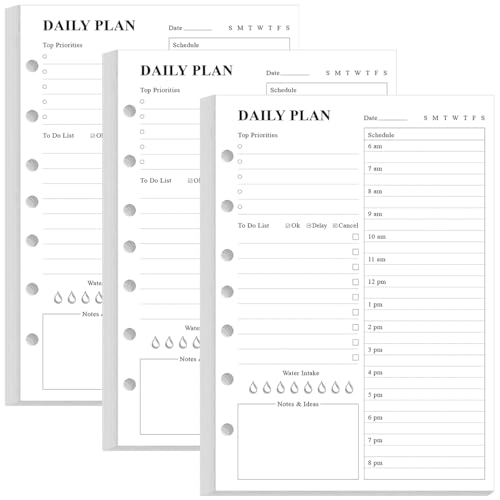 Recharge agenda A5 non daté Lot de 3 blocs 600 pages lignées à 6 et 7 trous