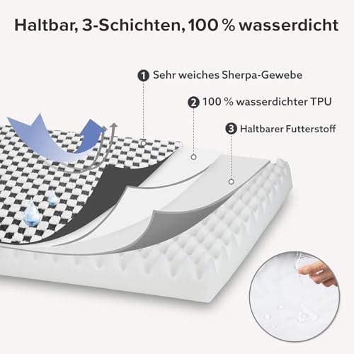 JOEJOY Grand lit orthopédique pour chien, grand lit pour chat, coussin pour chien avec mousse à mémoire de forme, lavable, doublure imperméable, lit orthopédique pour chien, gris – Image 5