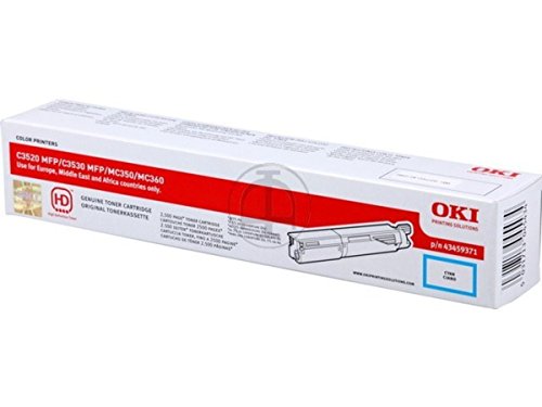 Toner cyan OKI MC 350 original 43459371 cartouche d'encre laser cyan pour 2500 pages