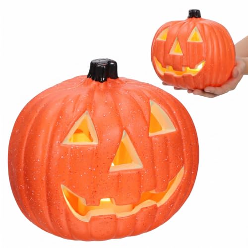 MAGICLULU Jack o Lantern Pumpkin, LED Light Up Halloween Decor, 7.86 Inch