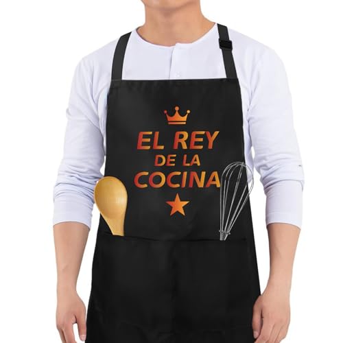 Wixelon Delantal Cocina Hombre y Mujer, Delantal Masterchef, Regalo Ideal para Cocineros, Impermeable, Versátil, Talla Única, Negro