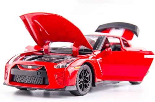 Image of 1:32 Scale Die-Cast Metal GT-R with Openable Doors and Pull Back Action with Lights & Music (red)
