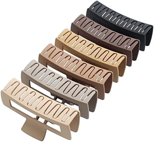 5 Inch Extra Large Hair Clips, Big Claw Clips for Thick Long Curly Hair, Strong Hold Jaw Clip Oversized Non-slip Square Hair Clips for Women & Girls, Durable Matte XL Jumbo Claw Clips, Hair Accessories with Multi Color, 6 Pack