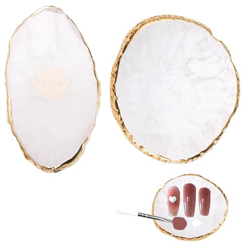 2 Piezas Paleta de Arte de Uñas, Paleta de Uñas de Resina, Resina Nail Art Palette Exhibición Cosméticos, Paleta Mixta de Pintura de Uñas
