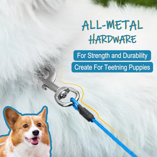 Mi Metty Chew Proof Dog Leash,6FT Metal Cable Lead,Heavy Duty Leash Made of Coated Wire Rope,Chew Resistant,Great for Large Dogs and Teething Puppies (Blue, 6FT)