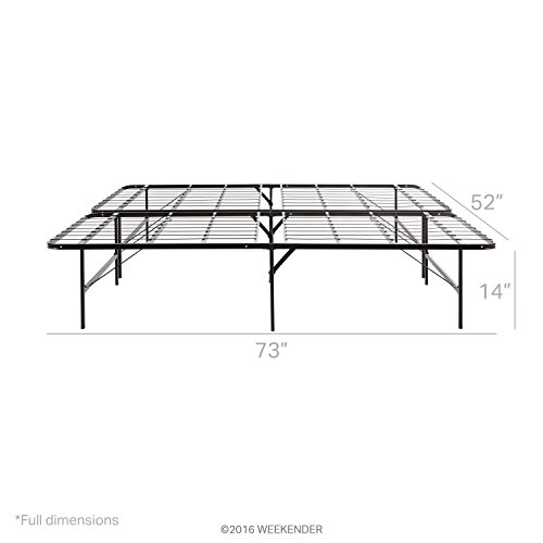 Weekender 14 Inch Folding Platform Bed Frame - Extra Storage Base For All Mattress Types - Full #TOP2