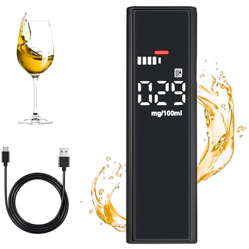 Gubbett Testeur d'alcool Portable, Alcootest Portable Professionnel LCD Haute Précision avec USB Rechargeable, Une Conduite Sûre Après Avoir, pour Voiture, Maison et Fêtes